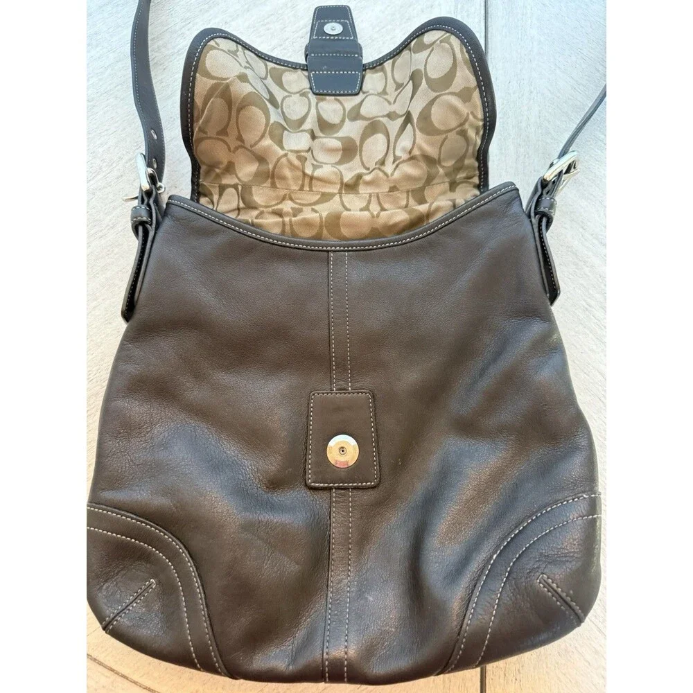 Coach Vintage 9480 Soho Flap Crossbody Black Leather Shoulder Hobo Y2K Cleaned - Picture 9 of 16